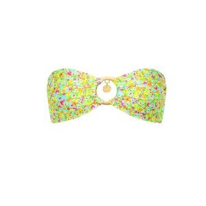 Kulani Kinis Neon Floral Bandeau Bikini Top - Lime, Pink, Yellow